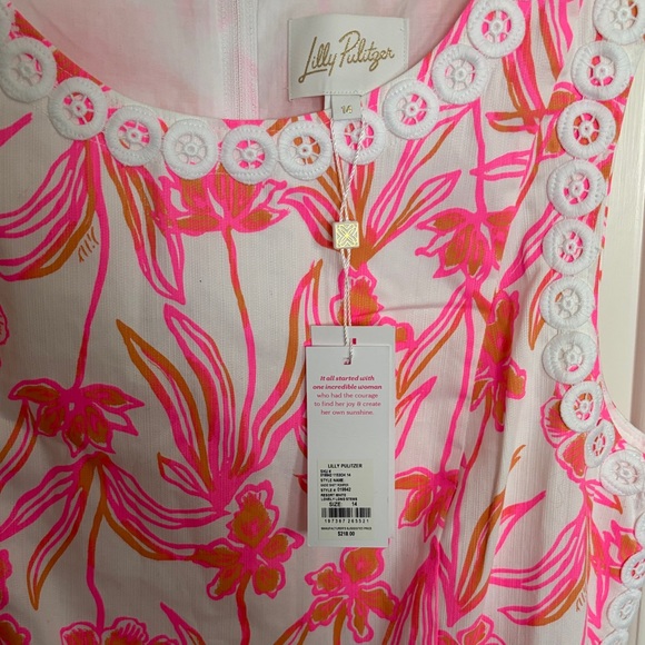 NWT Lilly Pulitzer Pink and Orange Floral Romper Dress - Picture 2 of 3